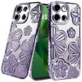 thumbnail image 3 of For Motorola Moto G Power 5G 2025 Shimmer Glitter Floral Design Thick TPU Case Cover - Purple, 3 of 4
