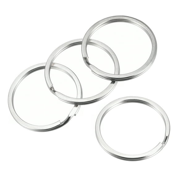 Uxcell 1.8x30mm Split Keychain Rings Round Flat Key Holder Carbon Steel Silver Tone 50 Pack
