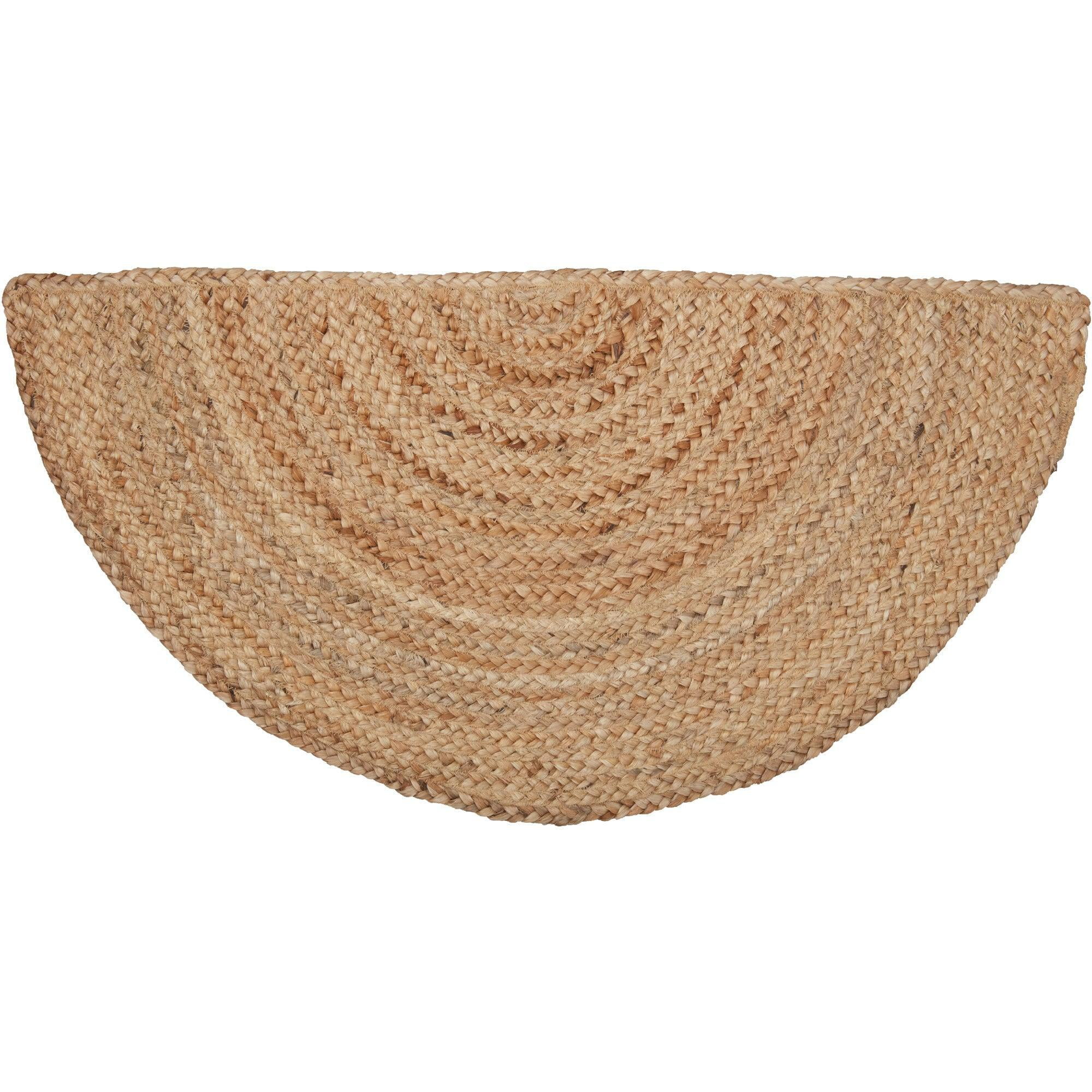 VHC Brands Natural Jute Rug Country Farmhouse Entryway or Kitchen Small Welcome Mat Half Circle 16.5x33