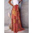 thumbnail image 4 of Women's Boho Printed High Waist Tiered Maxi Skirt Yellow L, 4 of 7