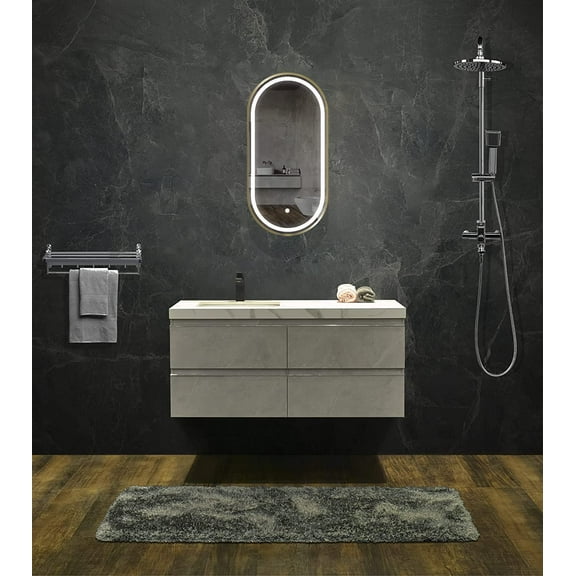 Vanity Art 18" x 36" Large LED Lighted Bathroom Vanity Wall Mirror with Touch Sensor | Modern Lapping Shape Wall Mounted Makeup Mirror with Adjustable LED Light for Over Sink Bedroom VA28Y-G