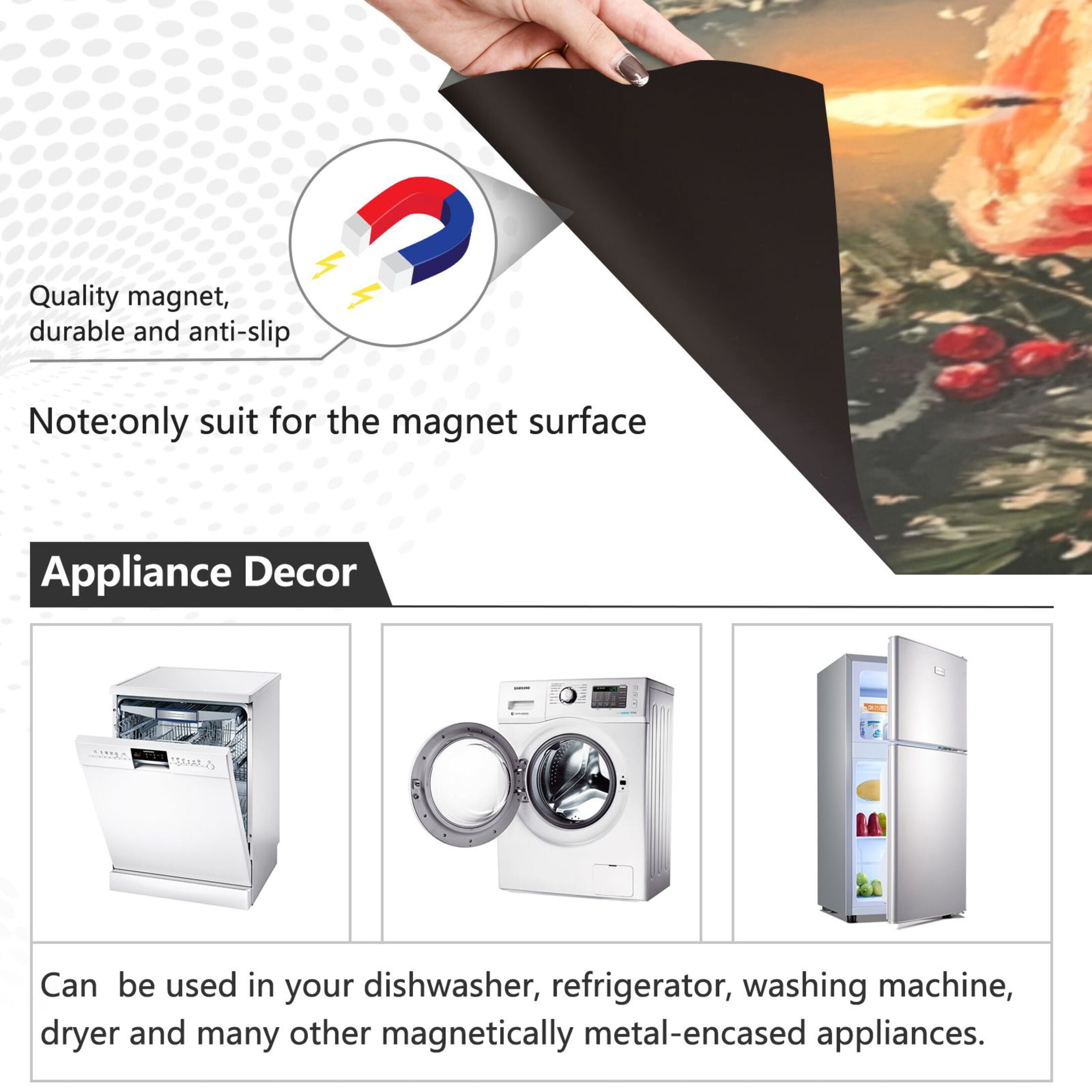 Dishwasher Magnetic Sticker 23x26 Inch Refrigerator Magnetic Sticker Washing Machine Magnetic Sticker Kitchen Panel Magnetic Sticker Home Decor Christmas Red Candle Picture