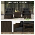 thumbnail image 3 of Spaco 5-Piece Outdoor Wicker Set with Soft and Cozy Cushions, Furniture Set with 3-in-1 Multifunctional Ottomans and Practical Coffee Table, Furniture Set for Outdoor, Black, 3 of 5