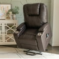 thumbnail image 5 of Powell Marciona Power Lift Recliner Chair with with Heat and Massage, Chocolate Faux Leather, 5 of 31