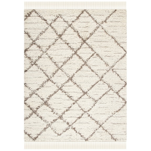 SAFAVIEH Casablanca Alannah Diamond Wool Area Rug, Ivory/Taupe, 8' x 10'