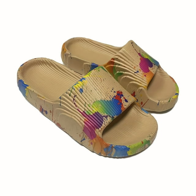 Women‘s Colorful Pillow Slides Open Toe Soft Sole EVA Quick Drying Shoes Fashion Indoor & Outdoor Slides