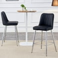 thumbnail image 2 of LUFTUT Bar Stools Set of 2, Counter Height Barstools with Back, Modern Faux Leather Kitchen Stools, 27" Black Barstools with Stable Metal Legs for Small Spaces, Kitchen Island, Coffee Corner, 2 of 8