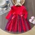 thumbnail image 4 of Splozh Toddler Sweater Dress for Girls Cute Soft Fall Winter Long Sleeve Princess Holiday Party Dress Toddler Birthday Dress Winter Princess Dress for Girls,Red,1-2 Years, 4 of 9