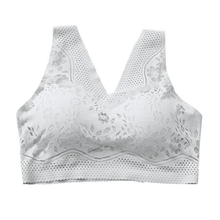 

ZMHEGW Bralettes for Women 1 Wire-Free Seamless Bra Solid Print Grey M