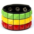 thumbnail image 2 of Pulsera de cuero con clavos de cuarteto multicolor punk, joyería personalizada para montar, pulsera ancha de cuero PU para hombres, 2 of 6
