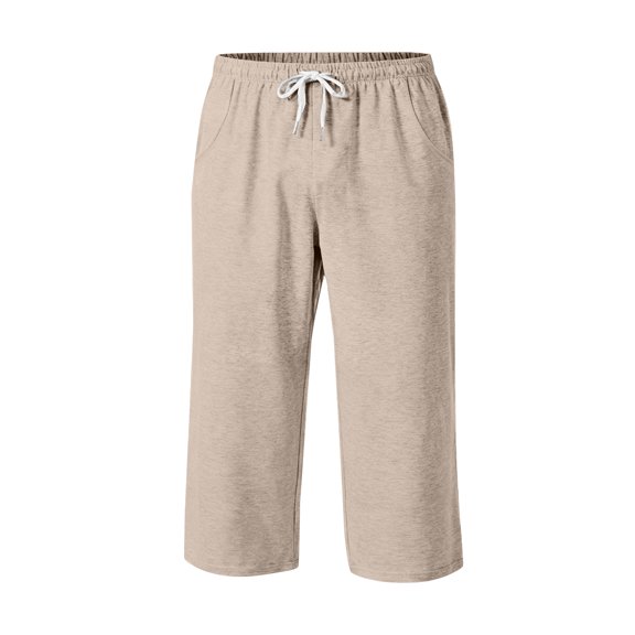 Dwellite Mens Shorts Carpi Drawstring Baggy Athletic Shorts Lightweight Below Knee SweatShorts with Pockets Khaki XL