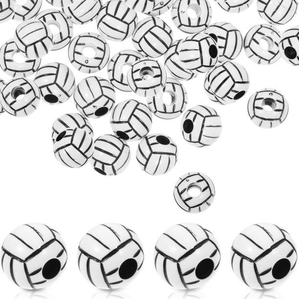 100 cuentas de voleibol para hacer pulseras, cuentas de voleibol para hacer tú mismo, cuentas deportivas acrílicas para hacer tú mismo.