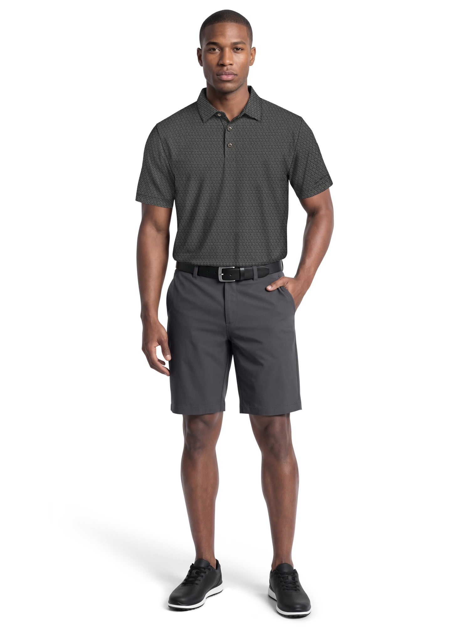 Ben Hogan Performance Men's & Big Men's Flower Geo Print Short Sleeve Golf Polo Shirt, Sizes S-4XLT