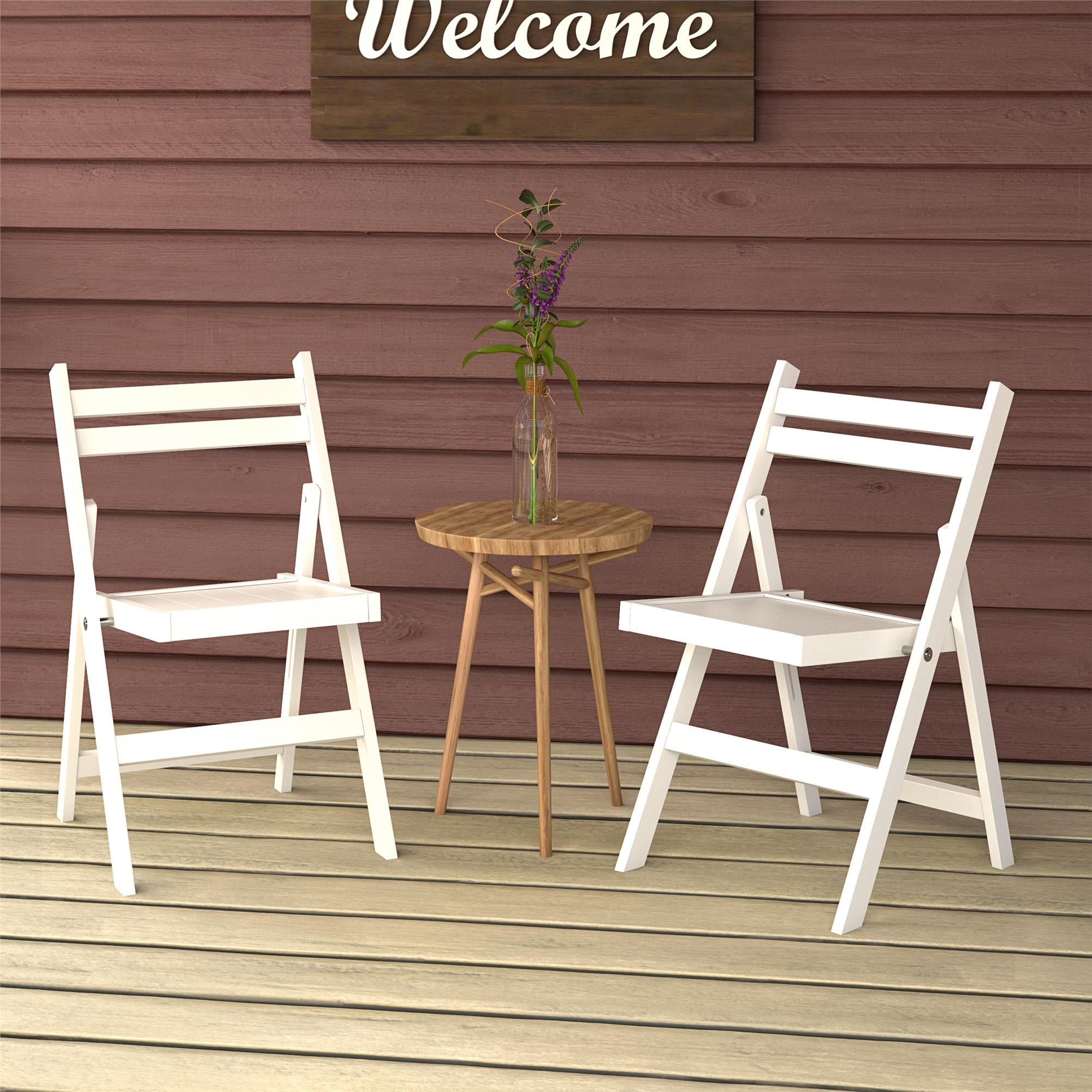 COSCO XL Folding Wood Chair, White, 2-Pack
