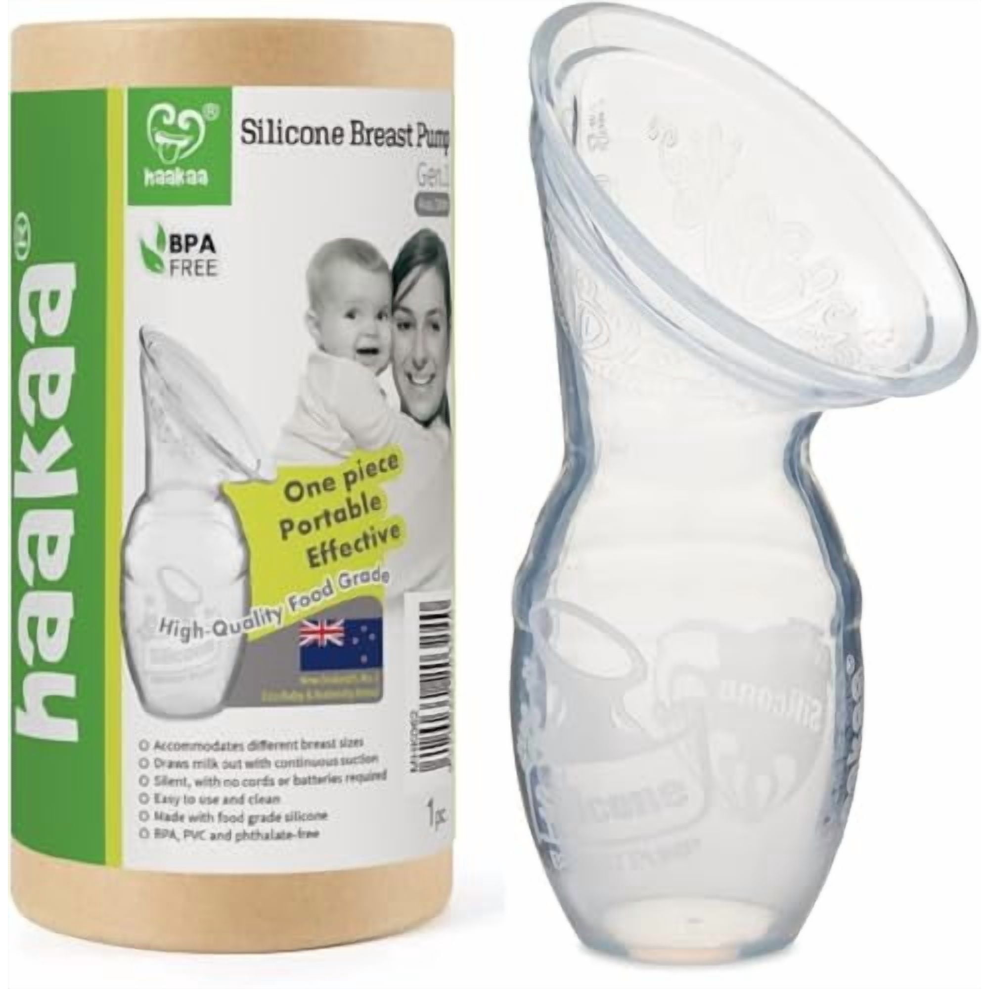 Haakaa Silicone Breastfeeding Manual Milk Pump 4 oz Capacity MHK062 - Clear