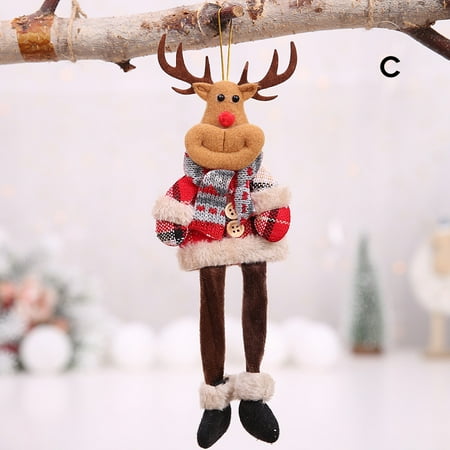 

Cute Cartoon Christma Tree Pendant Colored Plaid Cloth Doll Theme Party Decoration for Home Living Room Office New