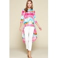 thumbnail image 2 of Tie-dye Venechia High Low Fashion Top With 3/4 Sleeves, 2 of 5