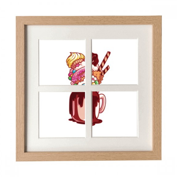 Donut Chocolate Biscuit Cup Ice Frame Wall Tabletop Display 4 Openings Picture