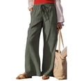 thumbnail image 2 of Womens Trouser Plus Size Women Summer Casual Loose Elastic Waist Wide Leg Stretch Lounge Linen Pockets Pants, 2 of 5