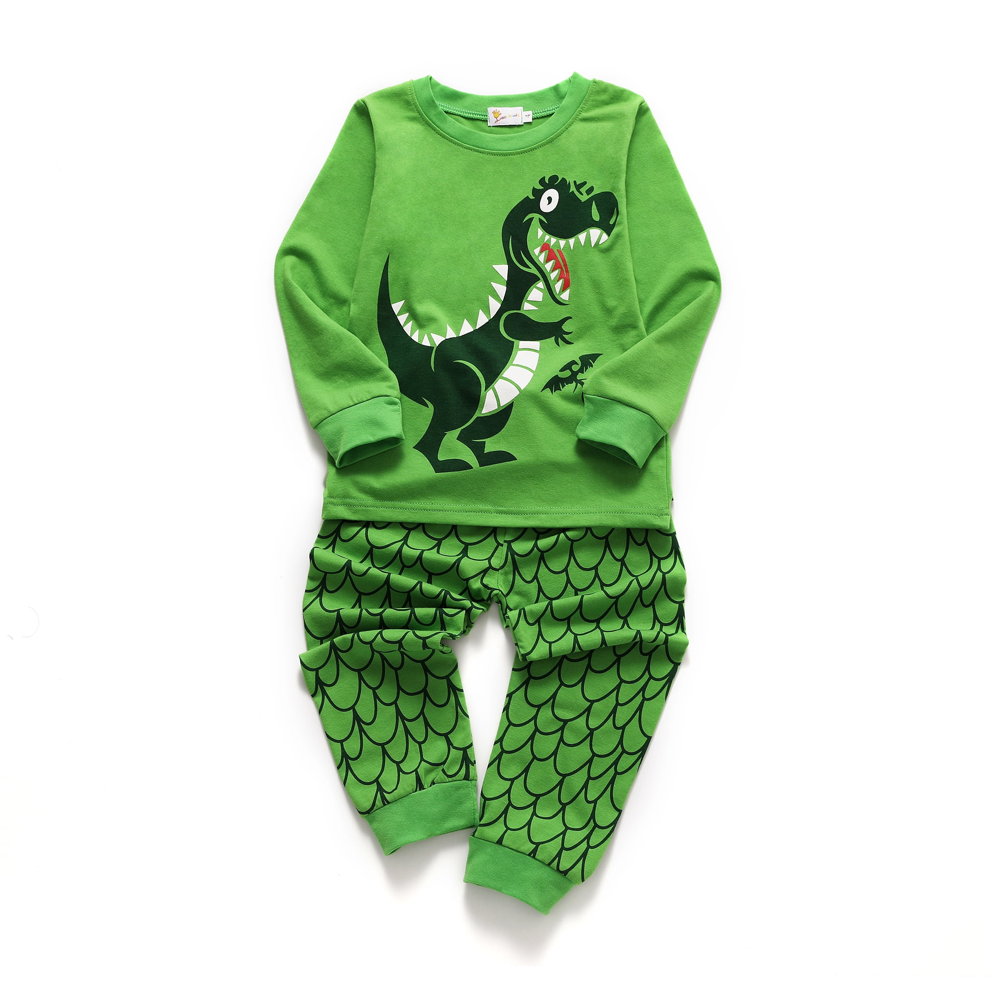 Little Hand Toddler Boy Pajamas Dinosaur Long Pjs 100 Cotton Pajama Set 4t Green