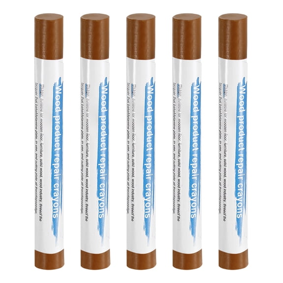 Uxcell 5pcs Wood Filler Sticks Wooden Wax Touch Up Furniture Repair Crayons for Scratch Cracks Hole Table Wood Floor, Light Walnut