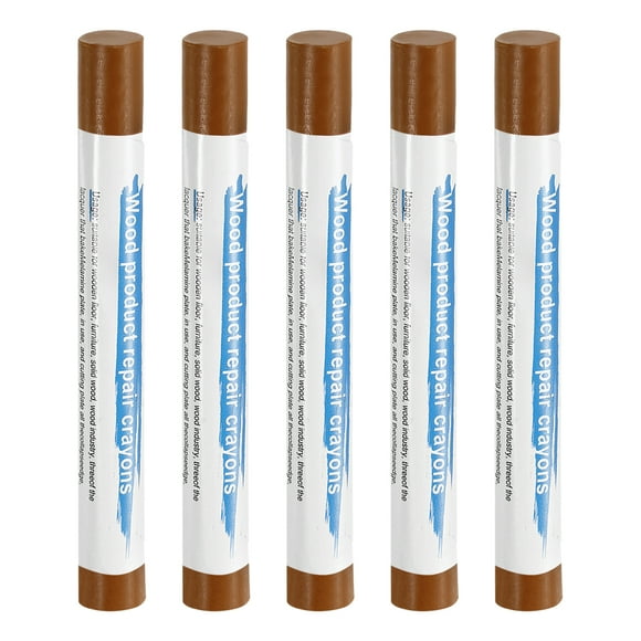 Uxcell 5pcs Wood Filler Sticks Wooden Wax Touch Up Furniture Repair Crayons for Scratch Cracks Hole Table Wood Floor, Light Walnut