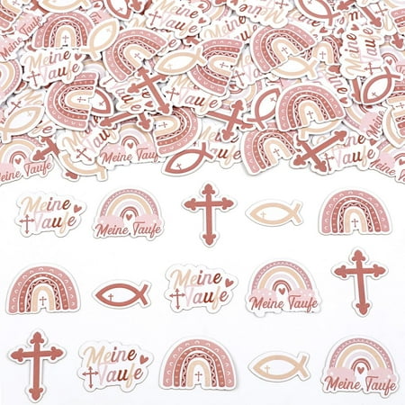 Fangleland set of 200 confetti, used for baptism, girls, communion, table decoration, pink, rainbow, used for confirmation, baptism, communion, prenatal parties, party decoration