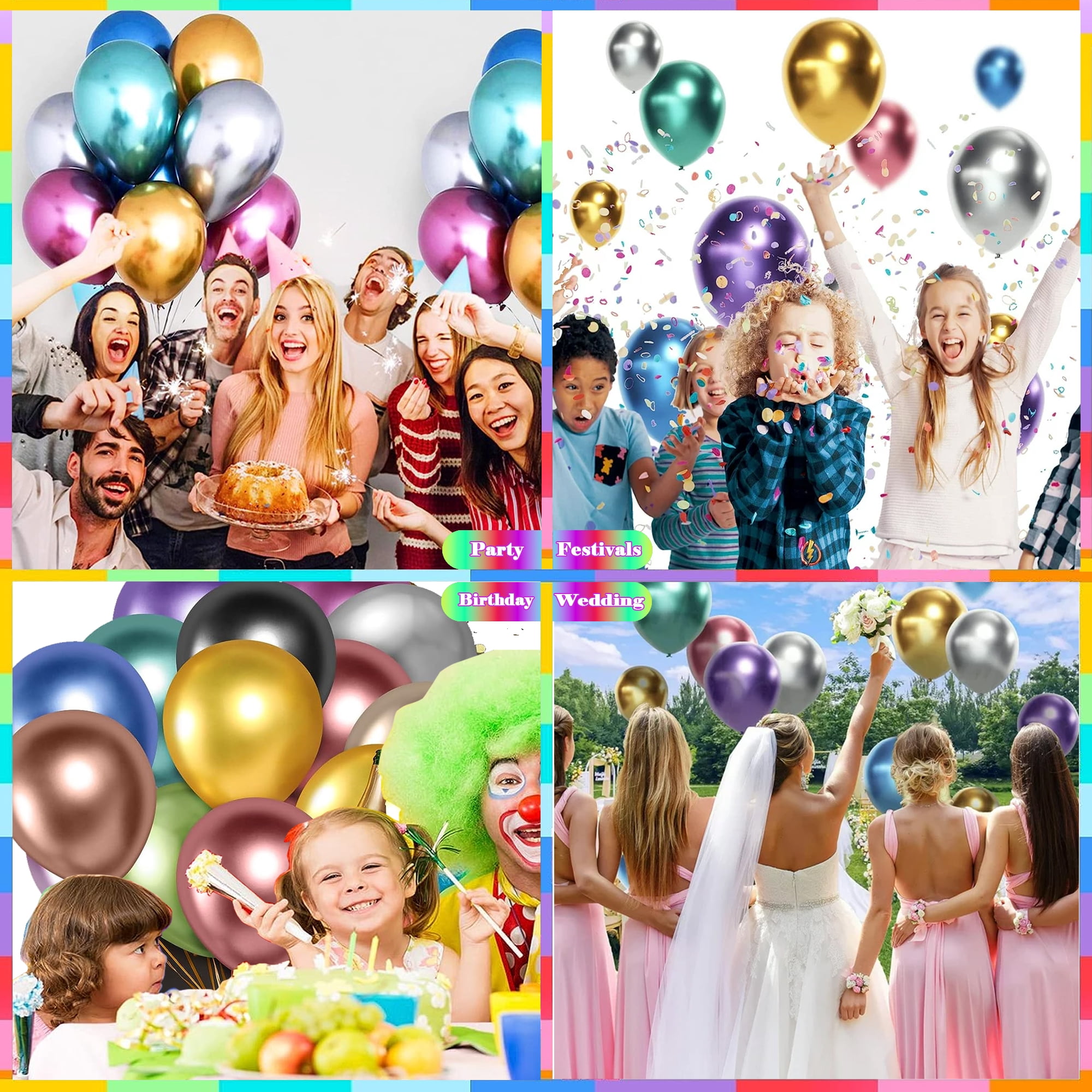 SZROBOY 300 Pcs Party Decorations Balloons Birthday Latex Balloons Assorted Colors,12 Inch Metallic Assorted Balloons For Wedding Engagement Anniversary Christmas Graduation Decorations