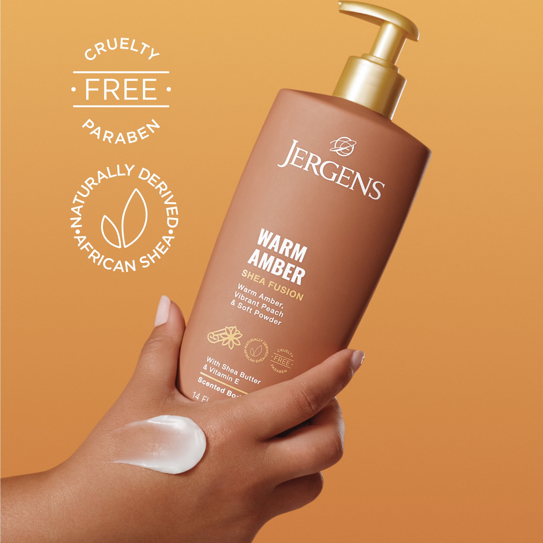 (5 pack) Jergens Shea Fusion Warm Amber Scented Body Lotion, Moisturizer for Dry Skin, 14 fl oz