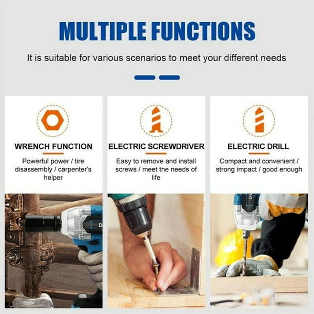 MesaSe Brushless Electric Impact Wrench Cordless Impact Wrench High Torque Impact Driver with LED Light Compatible with 18V Makita Battery Powerful Wrench Tool for Car Tire Repair Wood Me Walmart