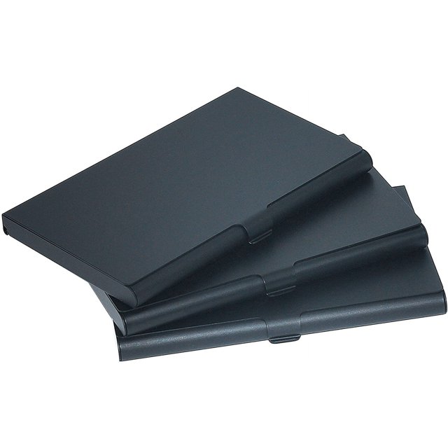 Paquete de 3 tarjeteros de visita de aluminio ultraligeros para viajes y negocios - Negro