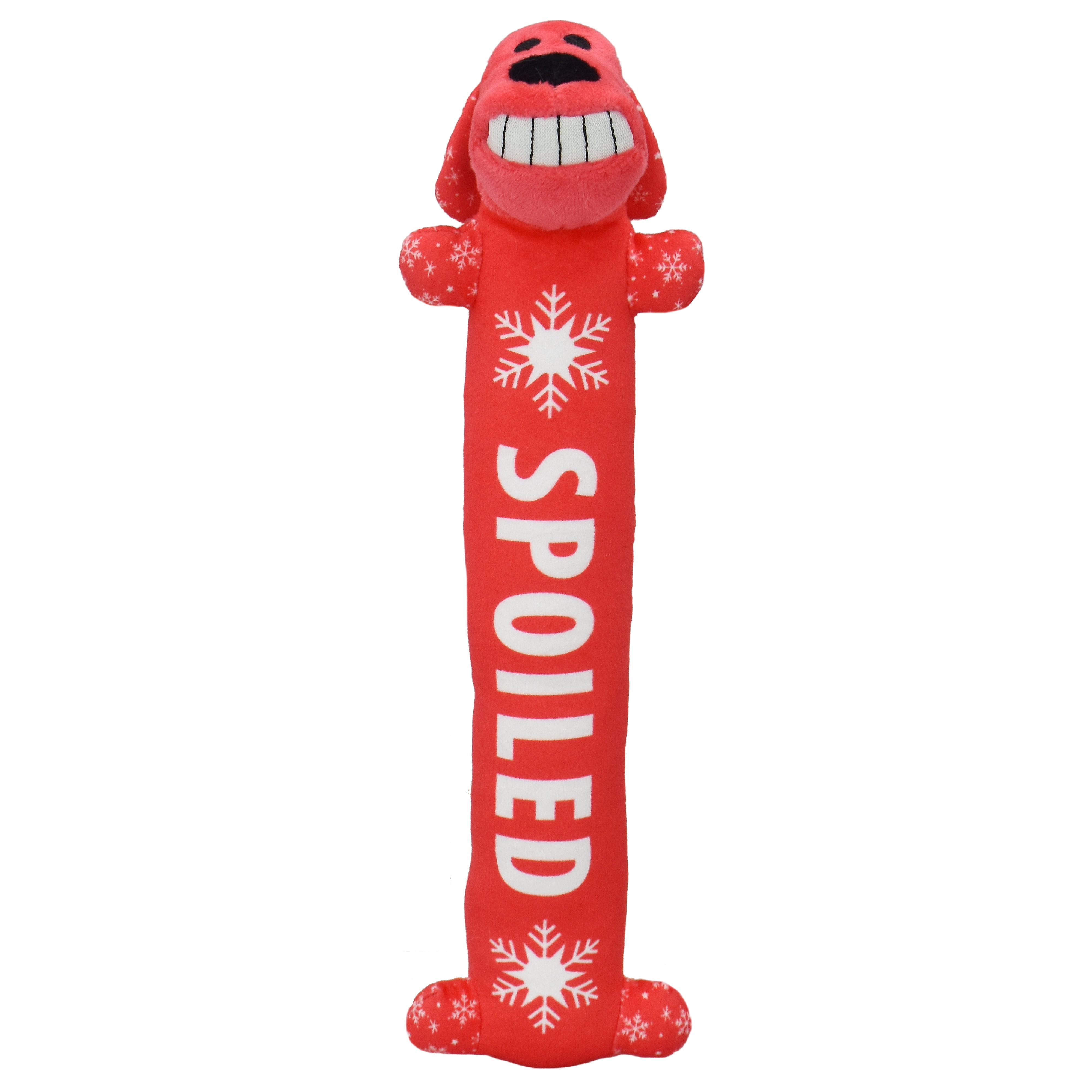 Multipet Plush Holiday Loofa Dog Toys with Holiday Theme Patterns, Stuffing & Squeaker, 3 Pack