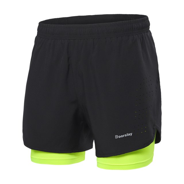 Doorslay Men's 2-in-1 Running Shorts Quick-Drying Breathable Energy Training Sports Jogging Cycling Shorts Extended Lining