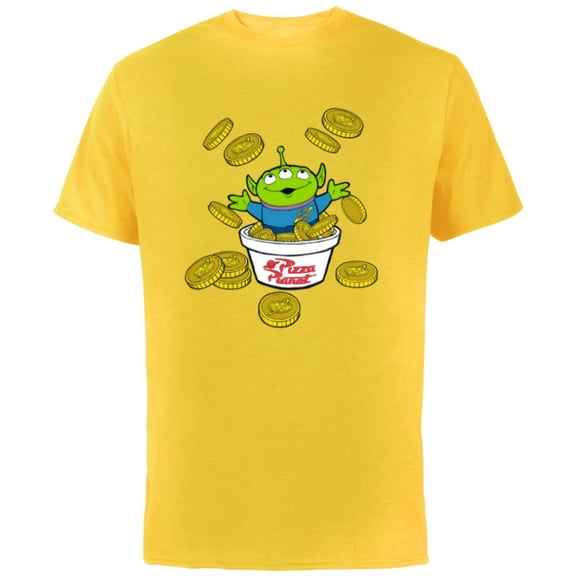 Disney and Pixar’s Toy Story Alien Pizza Planet Tokens - Short Sleeve Cotton T-Shirt for Adults - Customized-Yellow