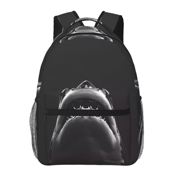 Fotbe Black And White Shark Mochila Casual con Estampado para Escuela, Viajes y Actividades al Aire Libre - Duradera, Ligera y Cómoda
