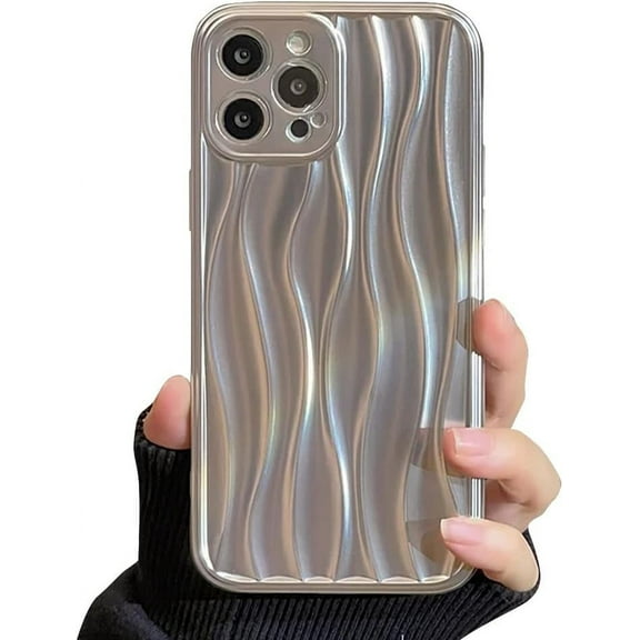 Compatible with iPhone Case,Matte Curly Wave Water Ripple Pattern Camera Lens Protection Soft Shockproof Cover Phone Case (White,iPhone 12 Pro)