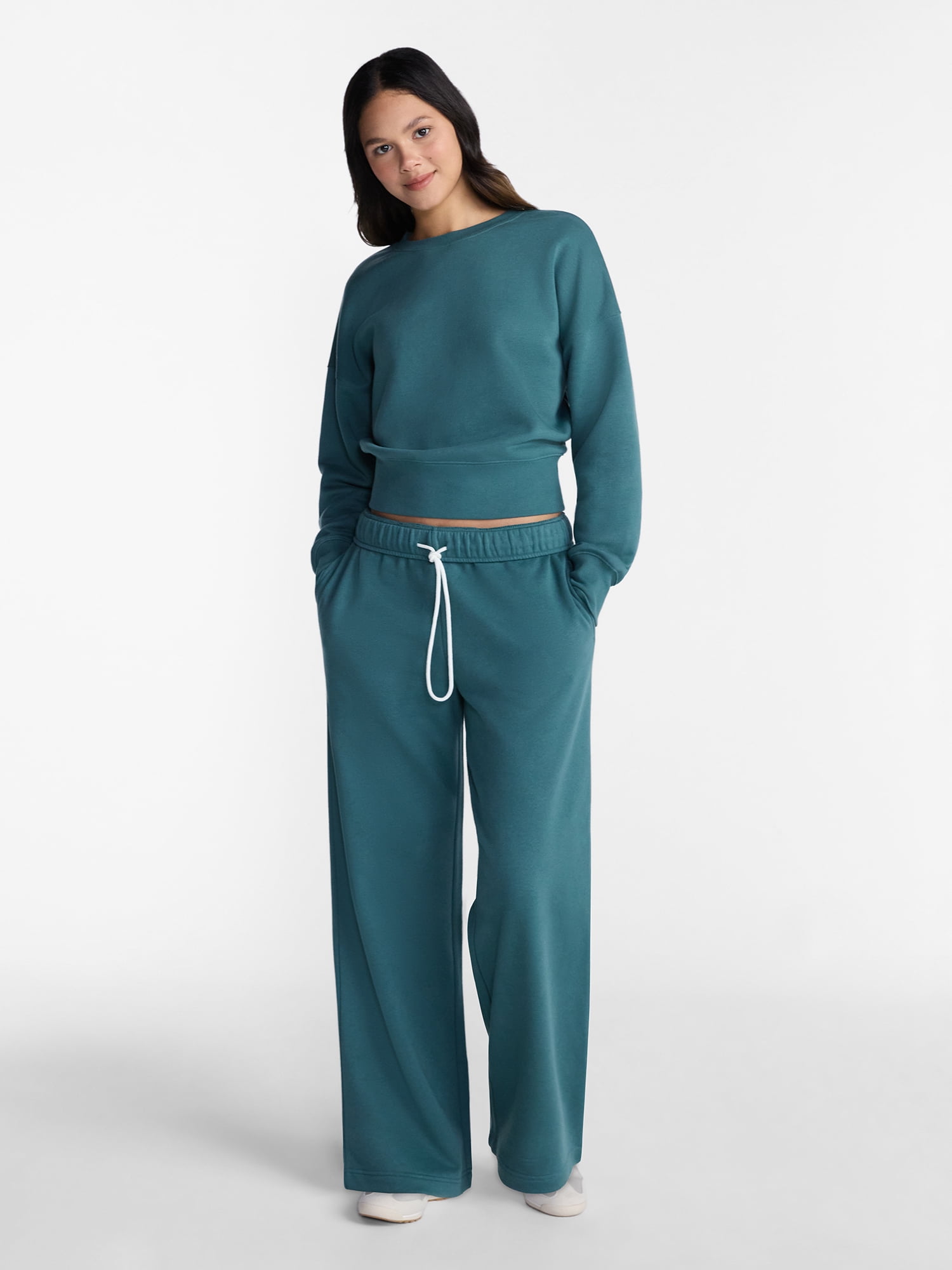 No Boundaries Soft Fleece Wide Leg Pants, 30” Inseam, 1 or 2-Pack, Women’s XXS-4X