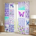 thumbnail image 2 of Homewish Chic Butterflies Black Out Curtains,Patchwork Geometric Checkered Curtains Pack of 2 (42x63 Each),White Purple Bedroom Curtains For Girls Kids,Microfiber Bedroom Decor, 2 of 6