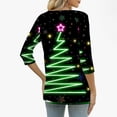 thumbnail image 5 of Womens Christmas 3/4 Sleeve Tops with Buttons V Neck Graphic Tshirts Printed Holiday Outfits Cute Tee Shirts (2XL, Green), 5 of 7