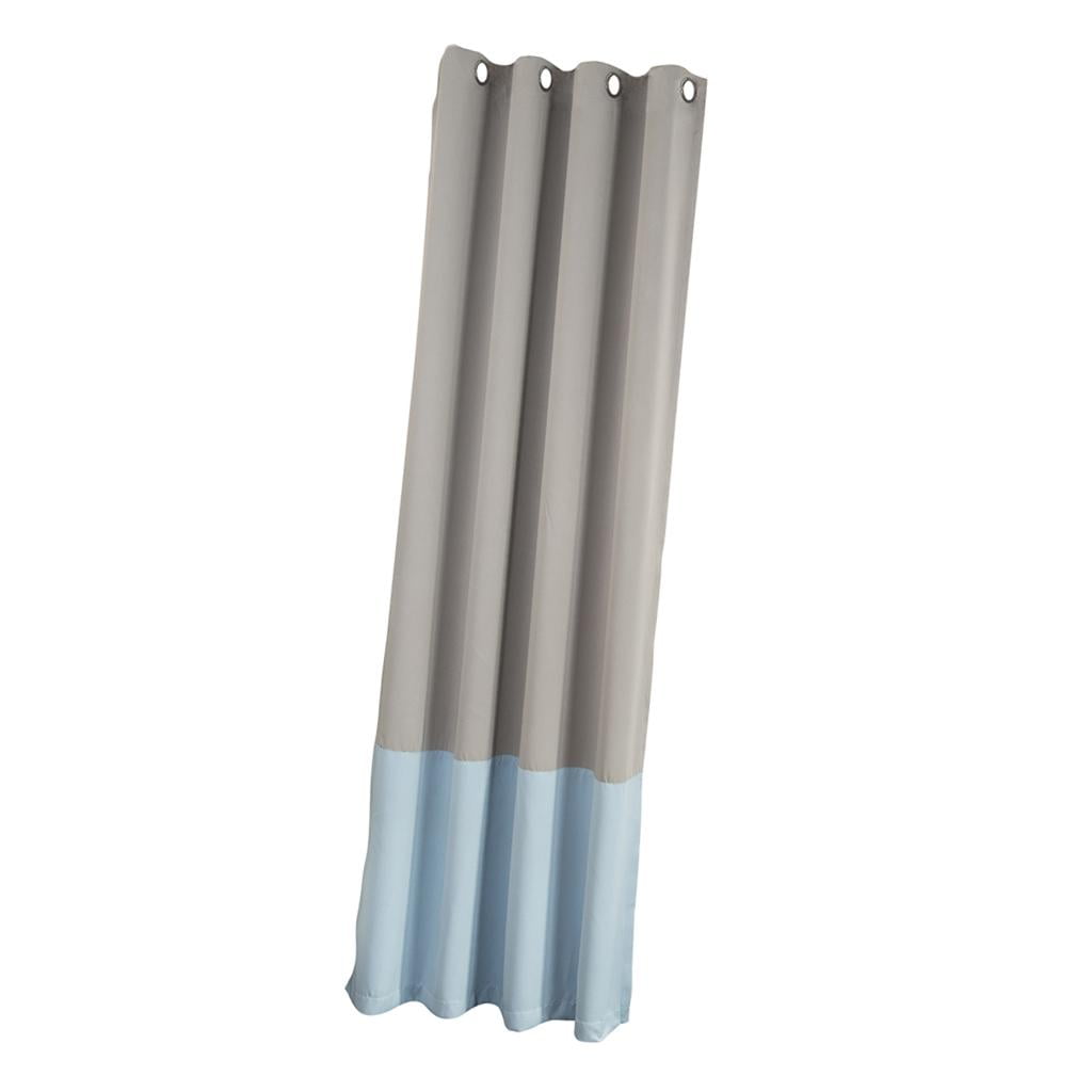 Blackout Gray+Blue Curtains Drapes Kids Girls Bedroom Polyester Fiber 