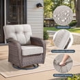 thumbnail image 5 of Giantfurnni 6 Piece Patio Wicker Furniture Sets, Outdoor 5" Thick Cushioned Conversation Sofa Sets with Rocking Swivel Chairs, Ottomans and Coffee Table for Backyard Porch Garden, Beige, 5 of 11