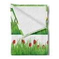thumbnail image 2 of Green Flower Soft Flannel Fleece Blanket, Lawn Pattern Horizontal Design Floral Arrangement Nature Scenes Spring Season, Cozy Plush for Indoor and Outdoor Use, 50" x 60", Multicolor, by Ambesonne, 2 of 5