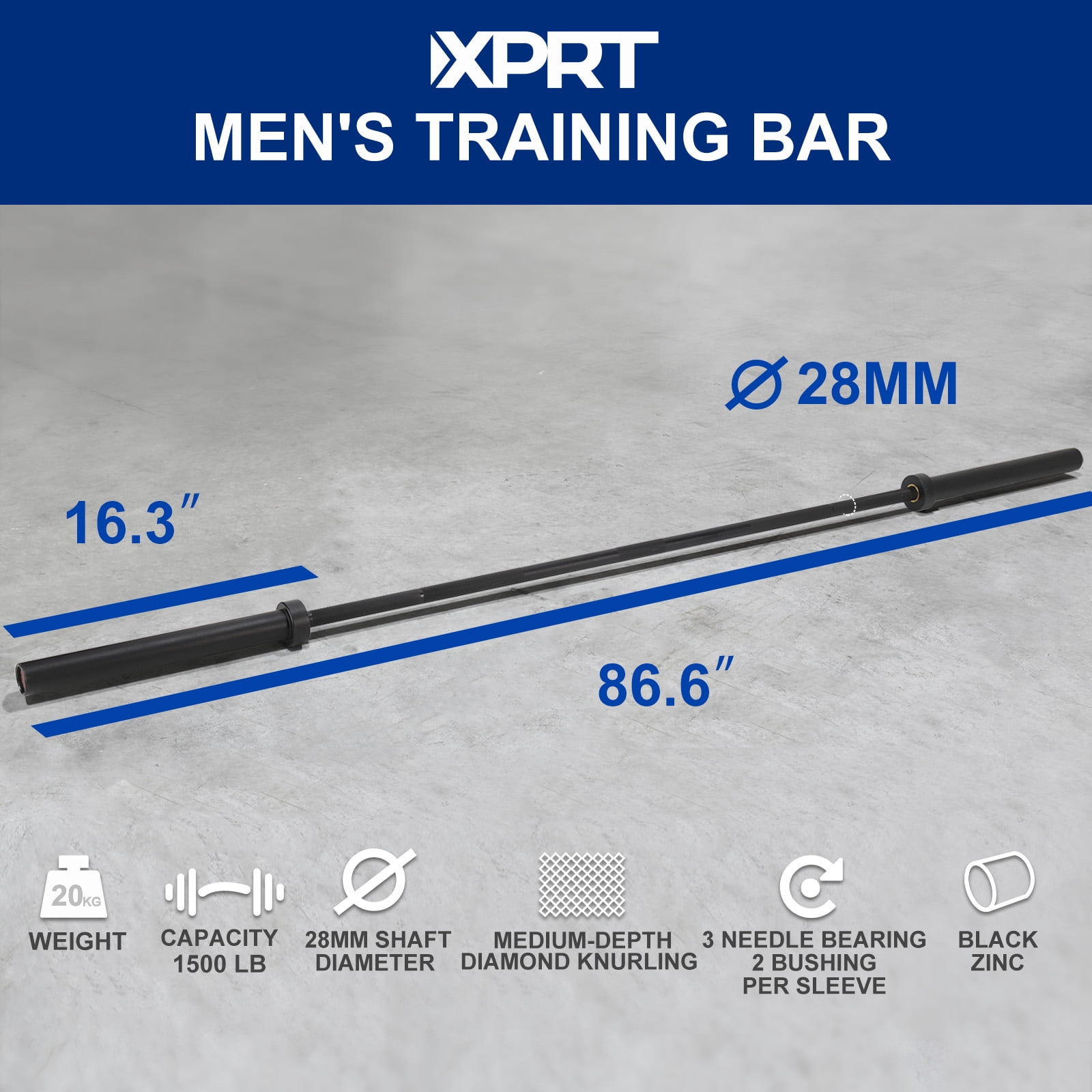 XPRT Fitness 15KG Olympic Weightlifting Barbell Women's Bar