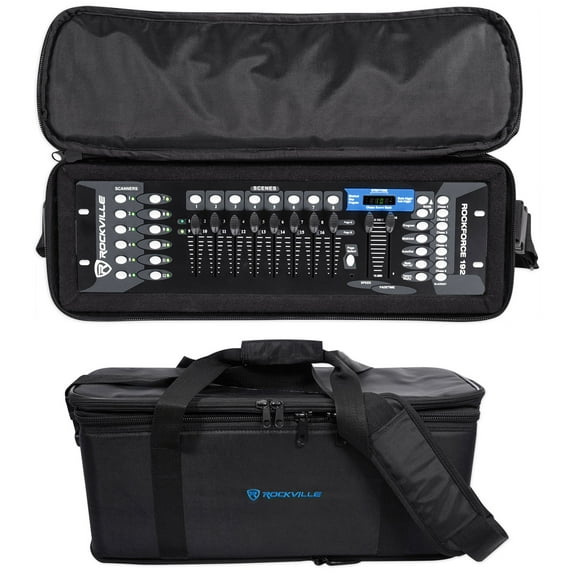 Rockville ROCKFORCE 192-Channel DMX Lighting Controller Bundle with Rack Bag Carry Case
