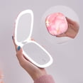 thumbnail image 1 of Mocado Compact LED Travel Makeup Mirror - 4 Inches 1X/10X Magnification Travel Mirror with Light Dimmable Double Sides Lighted USB Rechargeable Compact Mirror for Purse Pocket Travel(Pink Marble), 1 of 5