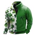 thumbnail image 2 of KHONTS Men's St. Patrick's Day Quarter Zip Sweatshirt Long Sleeve Pullover Shirts Irish Shamrock Parade Tops 03-Green XXL, 2 of 4