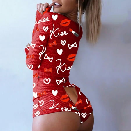 

Hxroolrp Women Print Long Sleeve Nightwear Jumpsuit Bodysuit Playsuit Romper