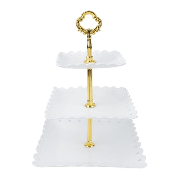 Soporte de Porció de Cupcake, Postre Decorativo Para Servir BANDEJA DE BANDEJA DE PLÁSTICO DE ARTESANIA BLANCA Exquisita multifuncional Para El Hogar Fiestas
