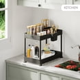 thumbnail image 5 of Storagebud  2 Tier Non-Slip Grip Kitchen Under Sink Organizer - Bathroom Cabinet Organizer with Utility Hooks and Side Caddy 2 Pack - Black, 5 of 5