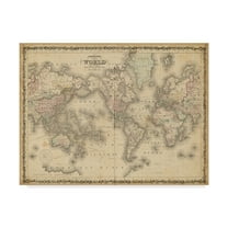 Trademark Fine Art 'Johnsons Map of the World' Canvas Art by Johnson
